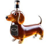 Botella decantadora de whisky con diseño de perro salchicha, única y divertida, dispensador de alcohol único para bar, regalo para hombres amantes del whisky (5.9 pulgadas) (E)
