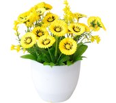 Artificial Flower Pot Chrysanthemum Desktop Decor Plastic Everlasting Fake Potted Plant for Balcony