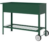 Outsunny Mesa de Cultivo 109x44x80 cm Huerto Urbano Elevado con 2 Ruedas Estante y Asa para Cultivo Plantas Flores Verduras Verde