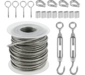 15M/30M Picture Wire Cable Railing Kit Garden Heavy Duty Screw Eye Screw Turnbuckle Wire Tensioner Strainer Coated Cable Rope