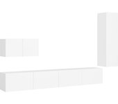 Mueble TV combinadoSet de muebles de salón TV 4 piezas madera de ingeniería blanco
