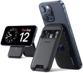 Tarjeta de cuero Vegan Premium clip MagSafe para billetera, 3 ranuras para iPhone 16, 15, 14 Y 13 with Funda MagSafe - Negro