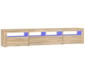 vidaXL Mueble de TV con luces LED 210x35x40 cm, Mueble de Salon, Mueble TV, Mueble TV salon, Mesa de TV, Mueble tele