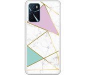 Funda compatible con Oppo A16 - Be Unique Funda Gel mármol colores franja dorada