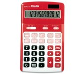 Milan calculadoras de 12 digitos - 3 teclas de memoria - calculo de margenes - raiz cuadrada - apagado automatico - color rojo y blanco