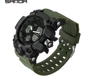 SANDA Top Brand Sports Men's Watches Military Quartz Watch Man Waterproof Wristwatch for Men Clock shock relogios masculino 6030