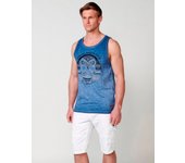 Koroshi Camiseta sin mangas de algodón con estampado calavera para hombre en azul