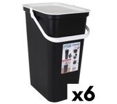 Cubo de Basura para Reciclaje Tontarelli Moda Blanco Negro 24 L (6 Unidades)