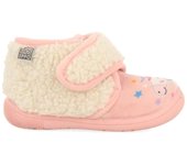 Zapatillas de estar por casa rosas abotinadas borreguito fantasía saltrup