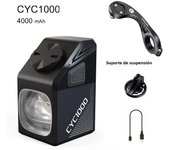 CYCLAMI CYC 1000 Lumens GoPro Hanging Bike Head Light Ultra Bright Wireless Remote Front Lamp MTB Road Cycle Black Pro Headlight