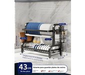 Dish Drying Rack 2-Tier Compact Kitchen Dish Rack Drainboard Set Large Rust-Proof Dish Drainer with Utensil Holder