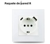 TypeC A Interface Outlet White Glass Frame Wall 16A EU Russia Spain French German Socket With USB Charge Port 5V 2.1A