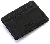 Men Ultra Thin PU Leather Mini Small Magic Wallet with Zipper Coin Pocket Purse Women Pouch Plastic Credit Bank Card Case Holder