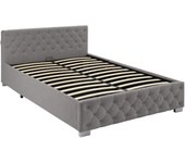 TECTAKE - Cama acolchada con tiras LED y espacio de almacenamiento, Elegante con fino revestimiento de terciopelo y capitoné estilo Chesterfield, Iluminación LED lateral e indirecta con varios modos y colores, incluyendo mando a distancia, Abatible