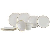 Gimex - Linea Line - Vajilla - Oro - 12 Piezas
