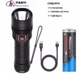 Strong white light outdoor type c rechargeable flashlight fixed focus waterproof for mountaineering, night walking, fishing
