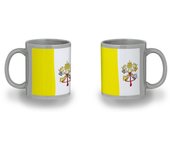 MERCHANDMANIA TAZA COLOR NEGRO RECUADRO bandera vaticano pais gobierno cristiano papa color mug