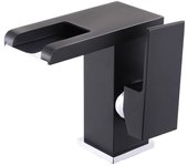 Grifo para lavabo de baño con Luz LED en Cascada, Grifo de Agua fría y Caliente (Negro)