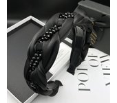 New organza braided headband black crystal hairband wide edge non-slip hair accessories