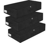 mepure Underbed Storage Boxes – 3 Pack Fabric Storage Bags, 50L Under Bed Storage Box with Lids and Zips, Foldable Clothes Organiser for Bedding, Quilts, Toys, Shoes – Grey