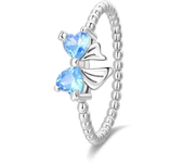 New 925 Silver Ring Zircon Shining Red Bow Ring Original S925 Finger wedding Ring DIY Women Fine Jewelry Gift