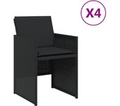 vidaXL Sillas de jardín con cojines 4 unidades ratán sintético negro
