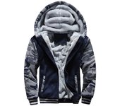 Chaqueta De Fleece Para Hombres Camuflaje Cremallera Y Capucha Abrigo Invernal Manga Larga Casual Streetwear