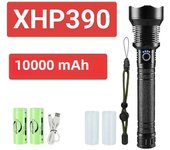 Powerful XHP390 Flashlight 10000mah Large Capacity Strong Light Tactical Torch Self-Defense Flash Light Outdoor Camping Hunting