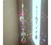 1pc Crystal Wind Chime Moon Sun Catcher Diamond Prisms Pendant Dream Catcher Rainbow Hanging Drop Home Garden Decor Windchime