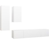 Mueble TV combinadoSet de muebles de salón TV 4 piezas madera de ingeniería blanco