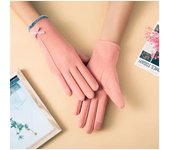 Guantes cálidos de otoño e invierno para mujer para conducir, montar al aire libre, coche eléctrico, protección contra el frío, terciopelo, lindo lazo de estilo coreano para mujer.
