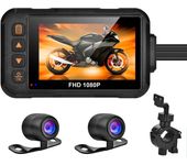 3 Inch Motorcycle Dashcam Waterproof Motorcycle Camera DVR Front 720P & Rear 480P Camera Video Loop Recorder Black Night Vision