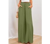 Summer women's Wde  Leg Pants With Elastic Waistband