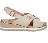 Sandalia para mujer Sangiorgio en piel beige con cuña baja cómoda 2020 BOTTOLATO PANNA