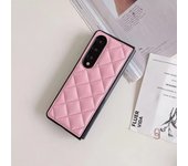 For Samsung Galaxy Z Fold 3 5G Luxury Leather Rhombus Case For Z Fold 5 Zfold 4 Fold 6 Pure Color Camera Protection Luxury Cover