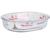 Quttin - Molde Tarta Vidrio Oval 23.5x19cm - Versátil y Duradero, Apto para Lavavajillas