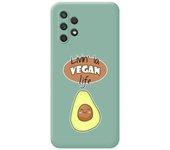 Tumundosmartphone Funda Silicona Líquida Verde para Samsung Galaxy A32 4G diseño Vegan Life Dibujos