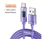 Toocki 6A Transparent USB Type-C Cable For Xiaomi 13 12 Realme 66W Fast Charging Display Cable Type C For Huawei Samsung Poco f3