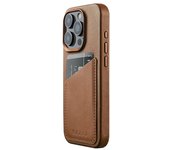Funda de Piel con Magsafe y apertura para tarjeta Iphone 15 Pro Marrón Mujjo