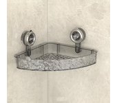 Estantes de ducha de acrílico transparente, estante de almacenamiento con ventosa, estante de esquina con ondas de agua glaciar, estante de almacenamiento para accesorios de baño (2 piezas de triángulo blanco)