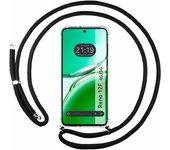 Tumundosmartphone Funda Colgante Transparente para Oppo Reno 12F 4G / 12 F 5G con Cordon Negro