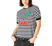Camiseta Animosa Felicidad cerezas rayas manga corta mujer