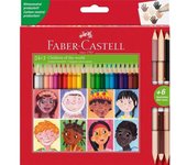 FABER LAPIZ FABER CASTELL 24 COLORES SURTIDOS + 3 BICOLORES SERIE ROJA 175x9x9 Cms.