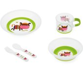 Ms- Set de vajilla para bebé apta para Microondas y Lavavajillas - Incluye vaso, plato, bol y cubiertos - Antideslizante y con diseño divertido