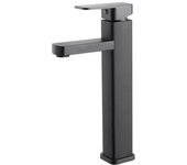 Grifo de baño Plisado, Grifo de lavabo rectangular, Grifo termostato de baño, Grifo Monomando de Maple inoxidable, Grifo de baño con Entrada de Agua (Cuadrado Alto Negro)