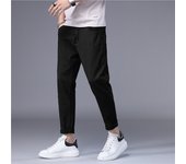 Men's Streetwear Skinny Solid Color Blue Black Jeans Korean Stretch Soft Classic Casual Denim Trousers Nine Lengths Pants