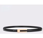 New Luxury Gold Buckle Genuine Leather Belt Women Fashion Cowskin Thin Metal Black White Belts Female Jeans Dress Waistband 2023