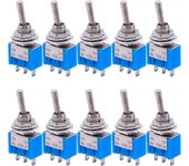 10Pcs SPDT Mini Toggle Switch 3-Pin 2 Position ON/ON Miniature Toggle Switch 6A 125V AC Toggle Swit
