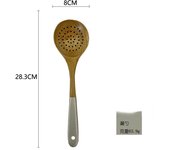 Juego de 8 cucharas y palas de madera de acacia para cocinar, cuchara para ensalada, tenedor, cuchara para mezclar, mango plateado, espátula para olla, pala para freír carne, pala de madera