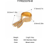 Encanto Conjuntos de anillos de pulsera de acero inoxidable con borlas de Color dorado, brazalete brillante pulido de alta calidad, Kit de joyería de anillo ajustable abierto